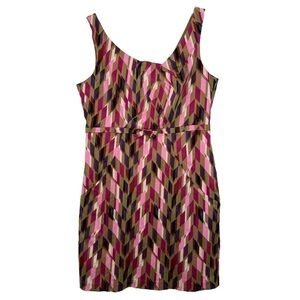 Liz Claiborne Y2K does 60s Geometric Print Mini Dress Size 14 Multicolor Mod